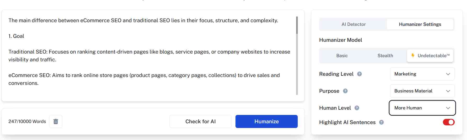 Undetectable AI